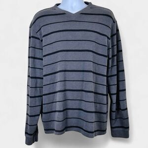 Faded Glory Mens Grandpa Sweater Size L Y2K Heritage Kurt Cobain Striped Gray